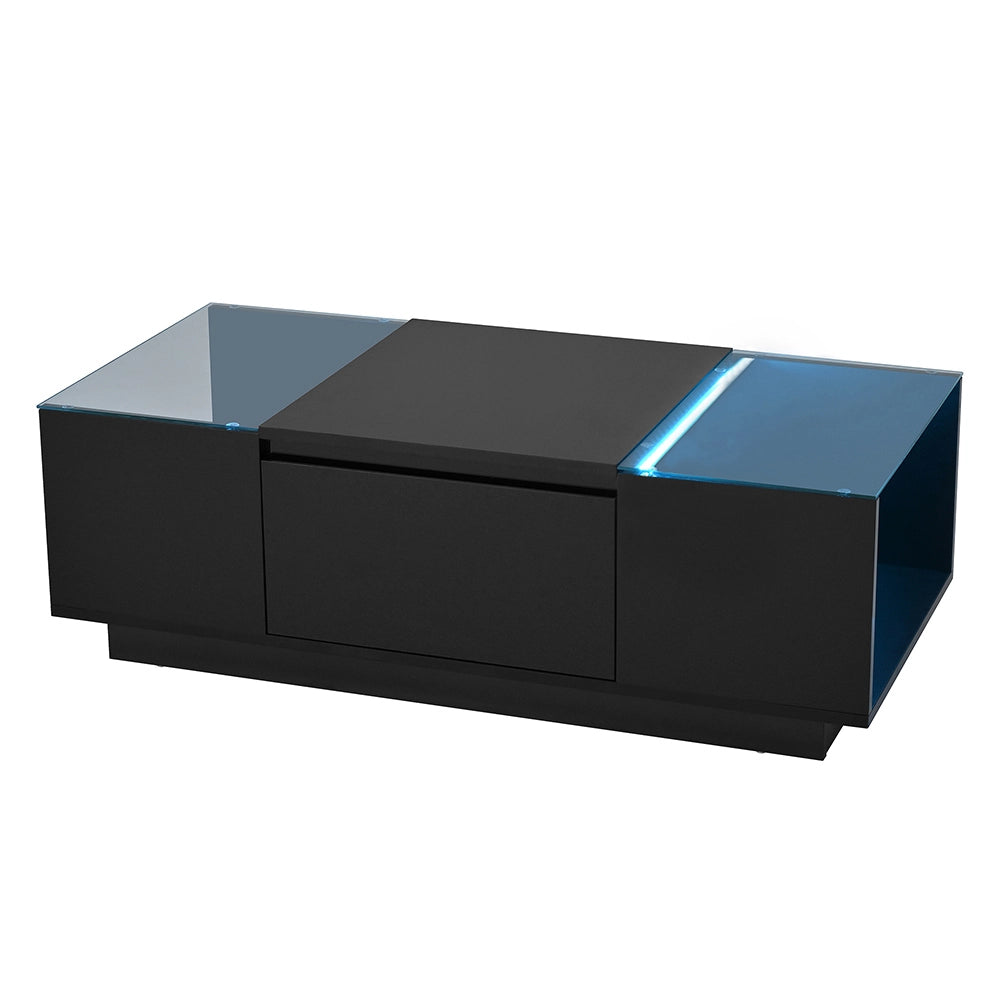 Tavolino-Xylo-105cm vetro LED 2 cassetti spazio archiviazione