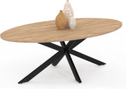 Mesa de centro ovalada ALIX con pata de madera y araña negra
