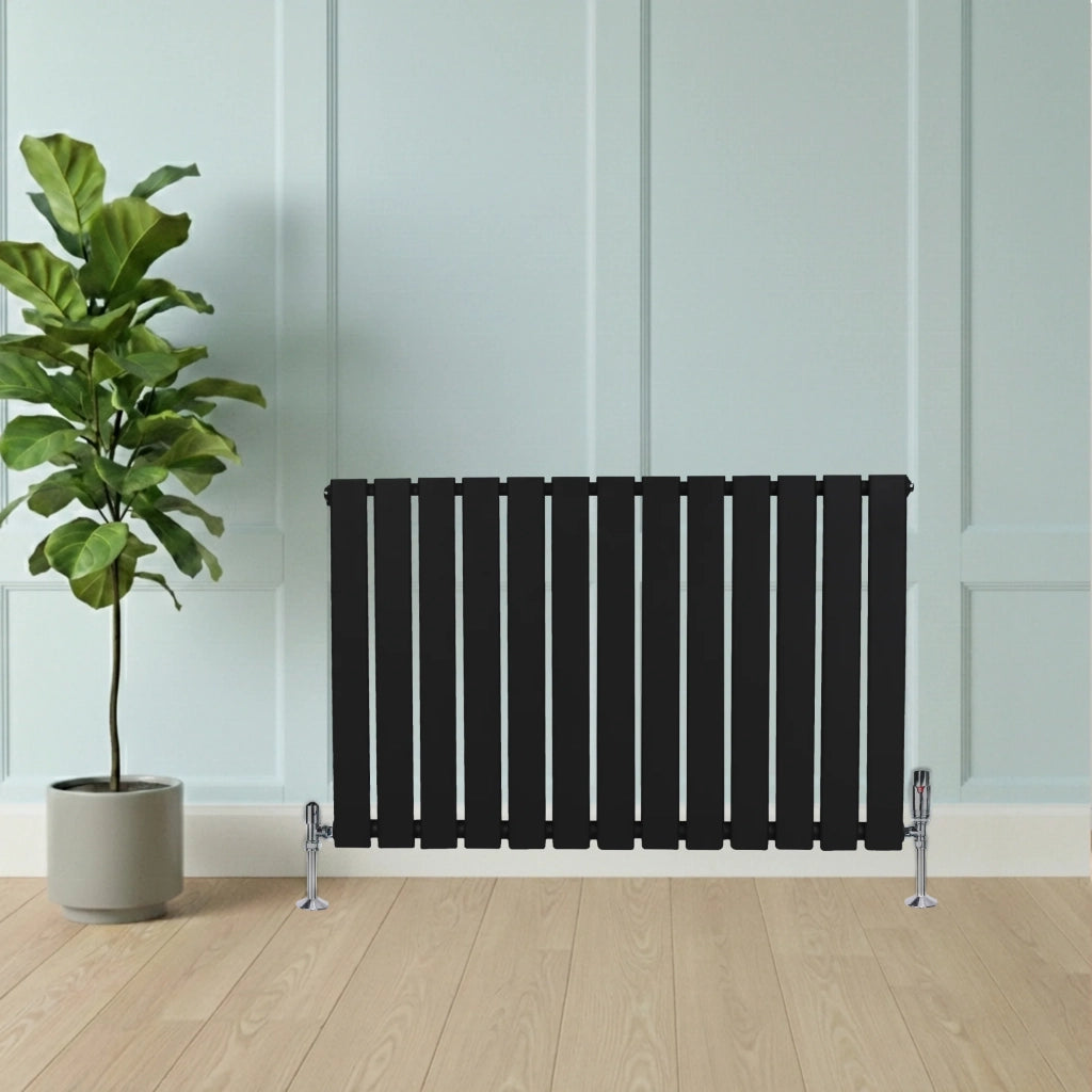 Radiatore Orizzontale 600 x 910 mm con Valvole TRV Nero