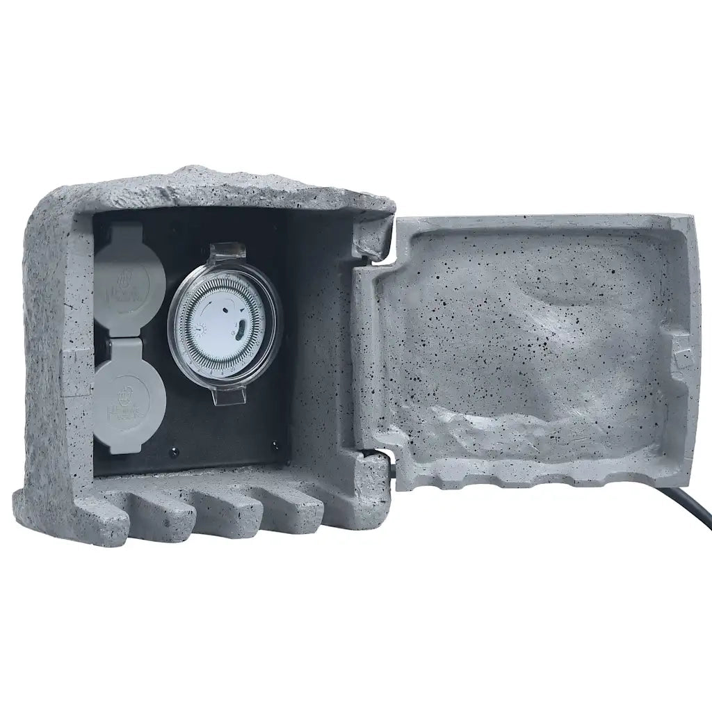 Presa da Esterno 2 Spine con Timer in Poliresina Grigia 48542