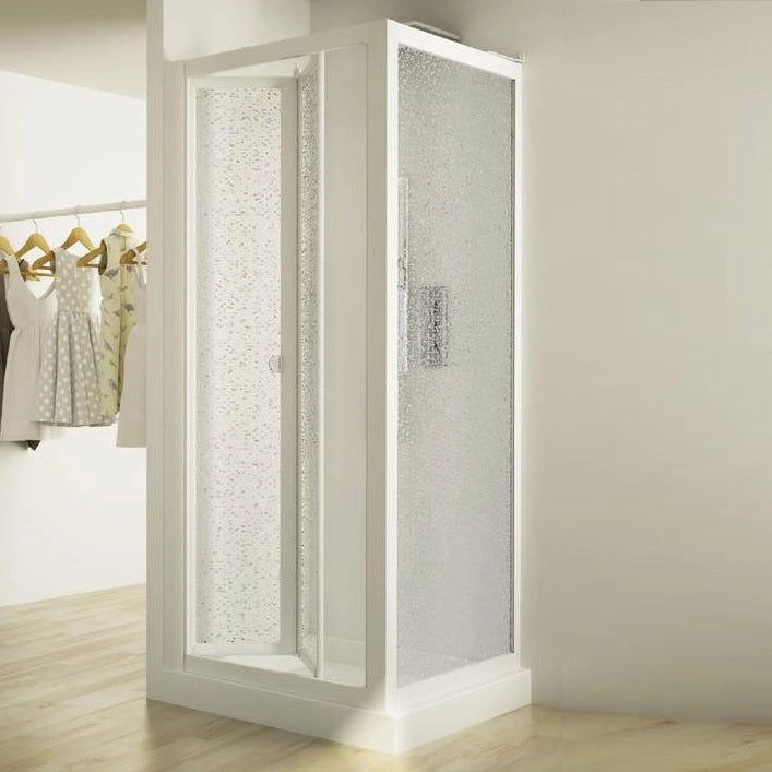 Box doccia a libro soffietto pvc bianco acrilico h.185cm Doplas Duo Porta 70+Fisso 90cm