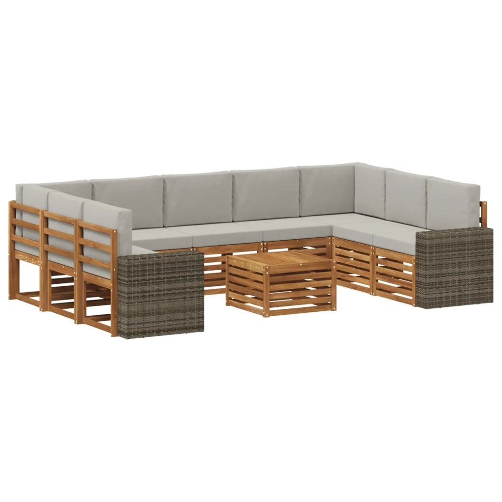 Set divani con cuscino 10 pcs Naturale e Grigio Chiaro 3384877