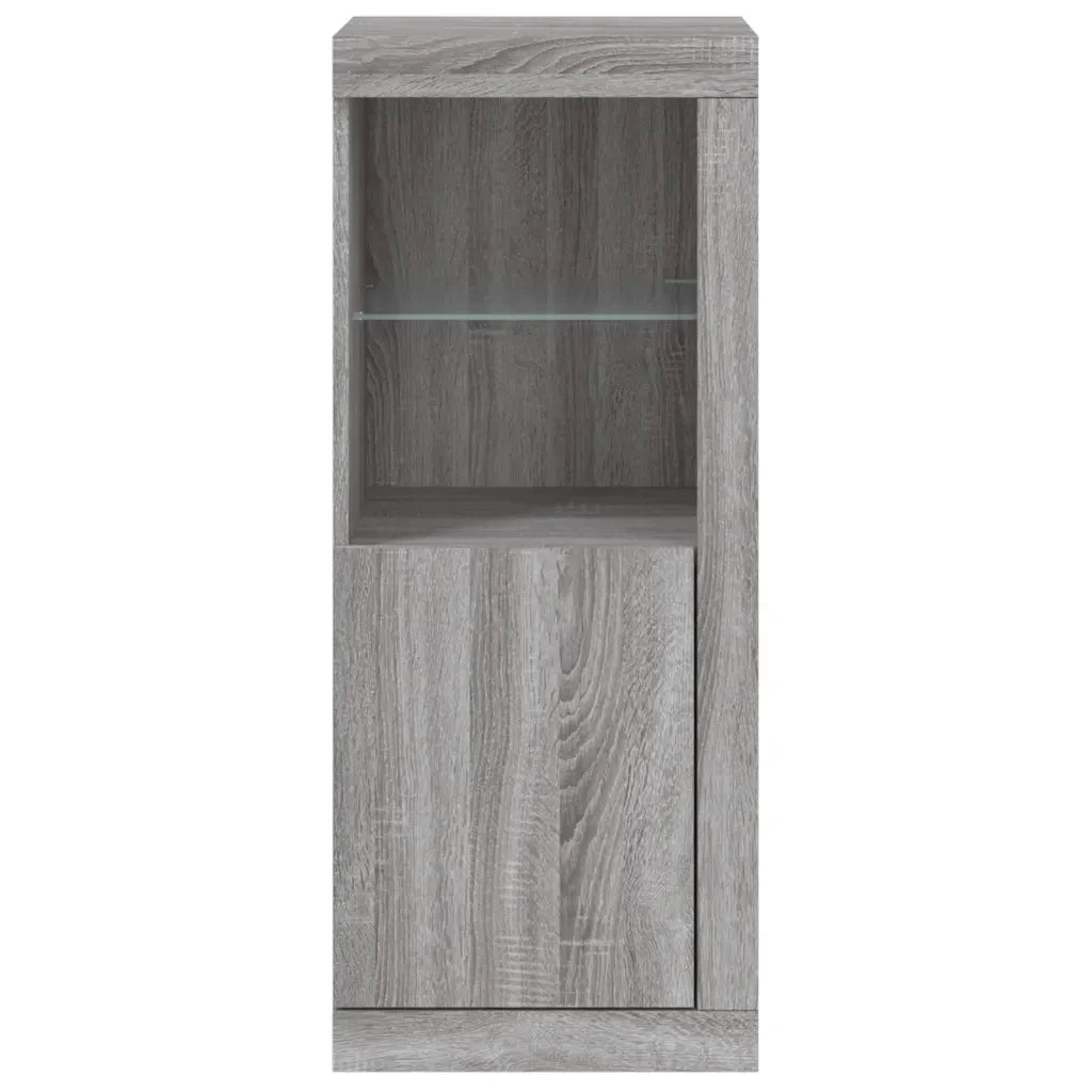 Credenza con Luci LED-Buffet-Armadio da cucina Grigio Sonoma 41x37x100 cm 458314
