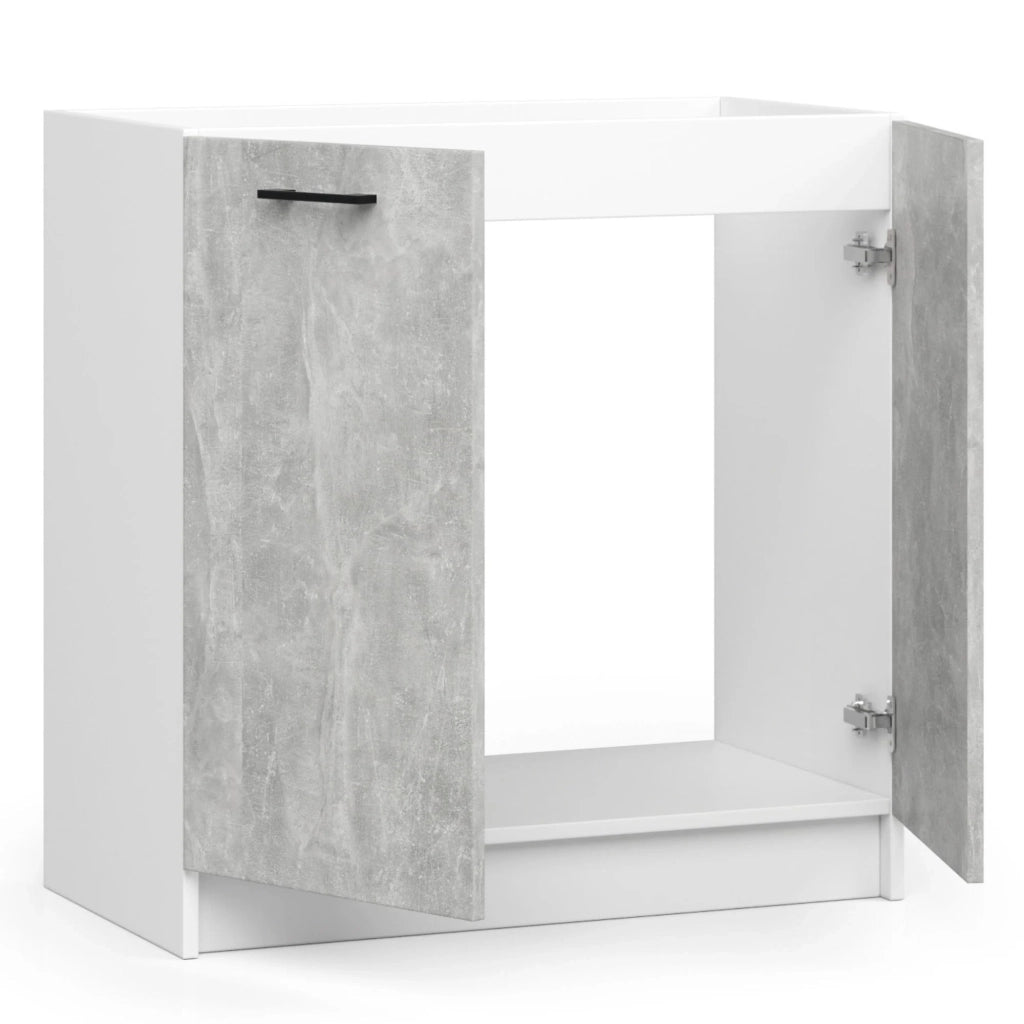 Mobile da cucina per incasso del forno AKORD S80 sistema OLIWIA Bianco 80 cm 2 ante inserto frontale Cemento 80x46x82 cm