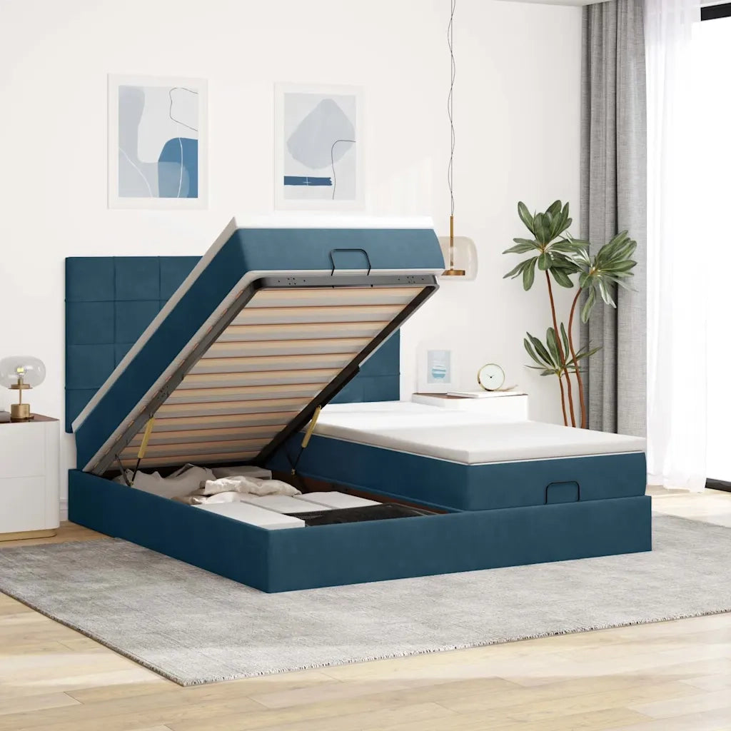 Struttura Letto Pouf con Materassi 160x200 cm Velluto
