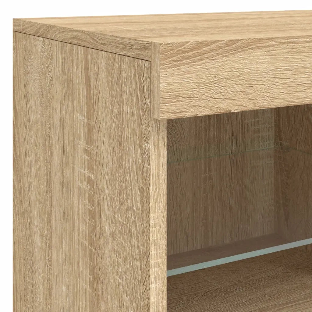 Credenza | Madia | Buffet da pranzo | Armadio da pranzo con Luci LED Rovere Sonoma 81x37x67 cm