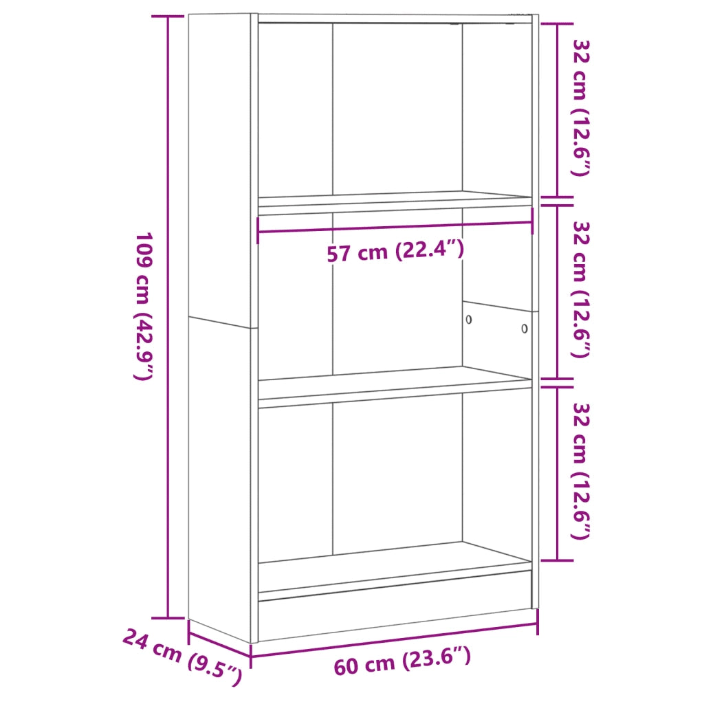Libreria Legno Antico 60x24x109 cm in Truciolato 857810