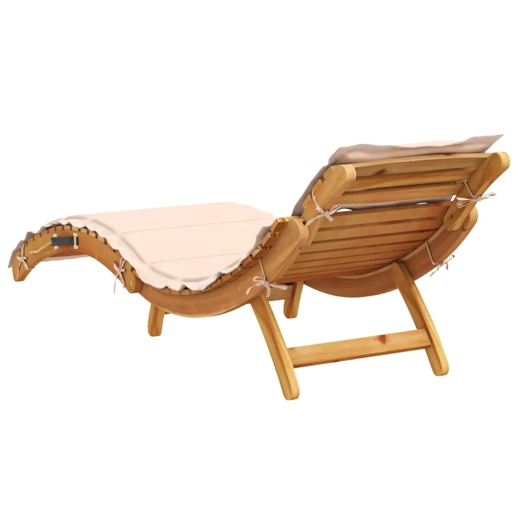 Lettino Prendisole con Cuscino Beige in Legno Massello di Pino 367635