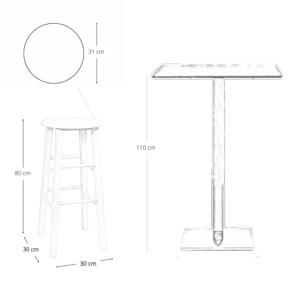 Sgabello legno con seduta rotonda h80cm grezzo da verniciare piedi dritti