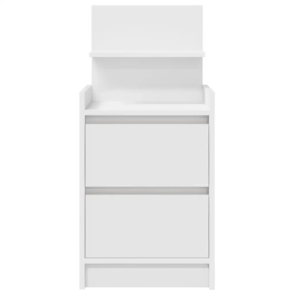 Comodino | Armadio da Notte | Mobiletto da notte con 2 Cassetti Bianco 38x34x80 cm