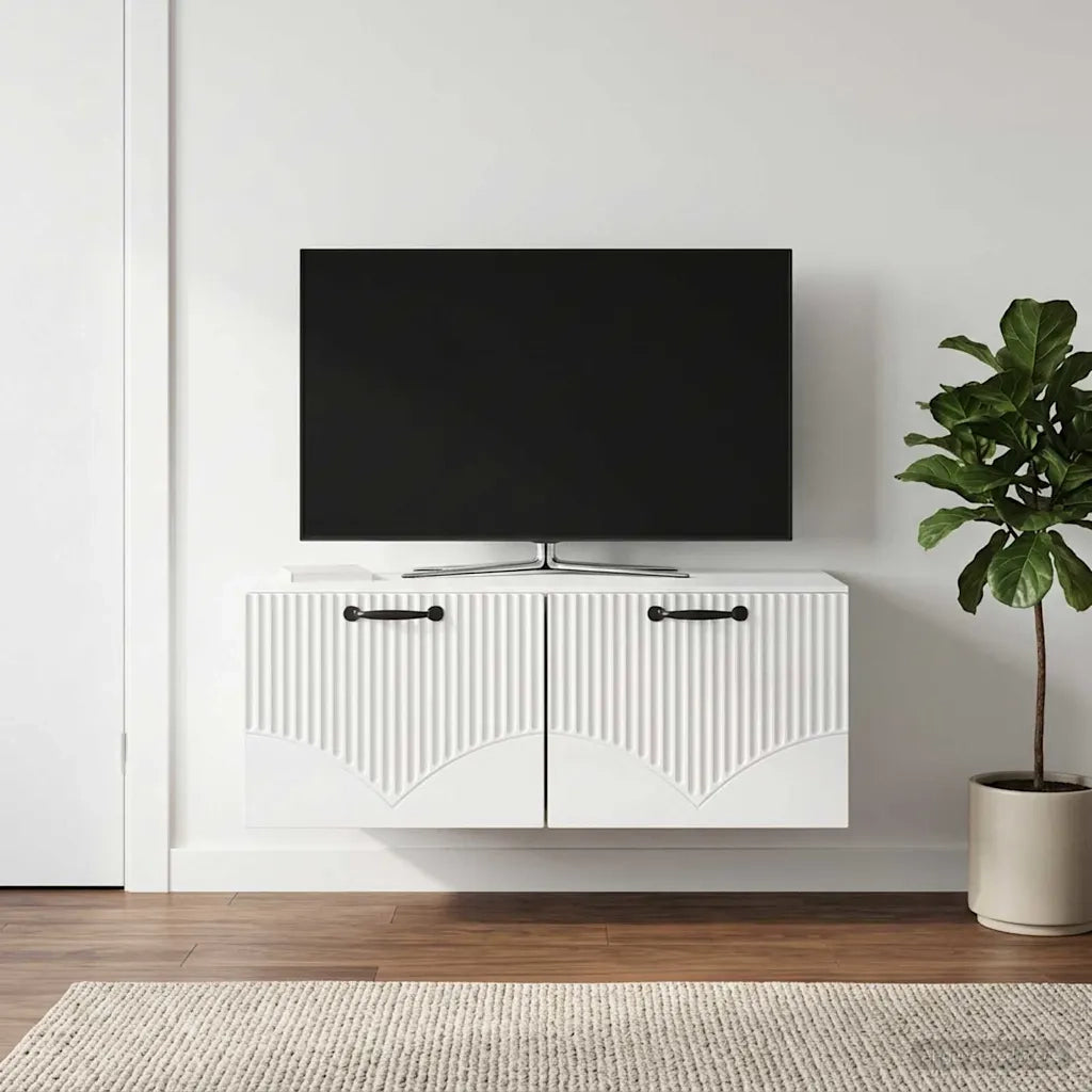 Mobile Porta TV da Muro Bianco Lucido 78,5 x 41 x 30 cm 899029