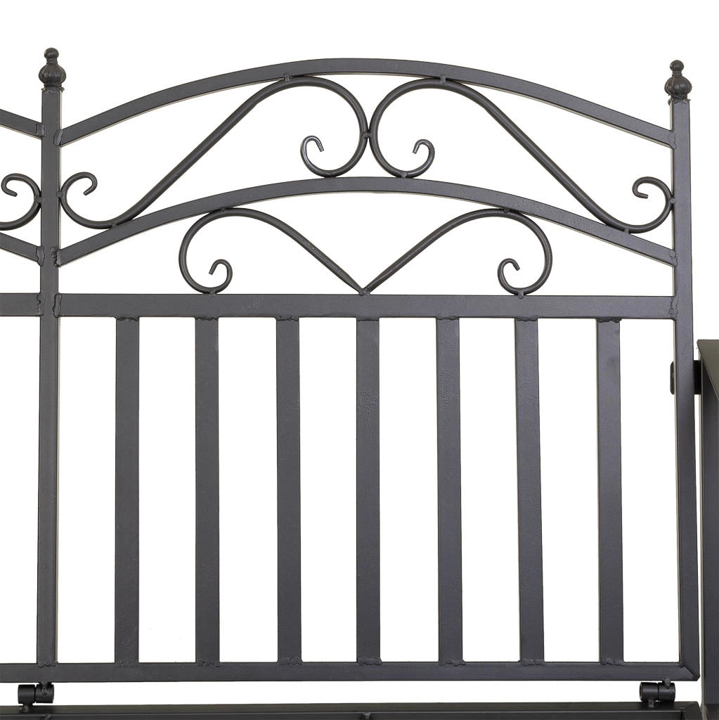 Divano a dondolo in ferro battuto marrone 116x45x91h cm