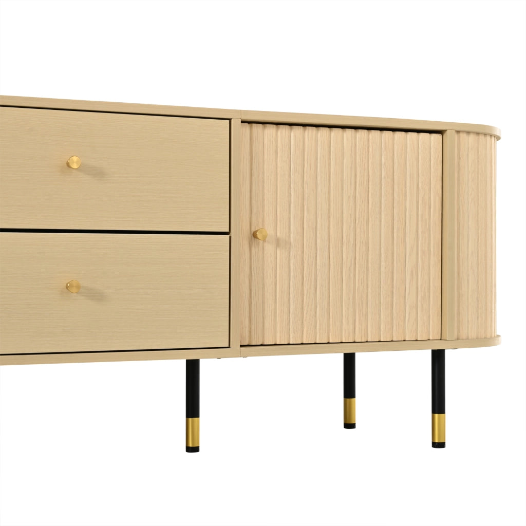 Mobile TV con 2 ante; 2 cassetti e passacavi - per soggiorno - 180×40×58 cm - naturale
