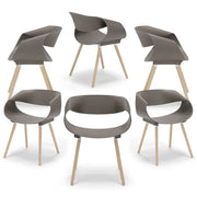 Set 6 sedie in polipropilene DILETTA con gambe in faggio, resistente ai raggi UV, design moderno, ideale per sala da pranzo, cucina, sala d’attesa, bar, ristoranti, colore Petrolio