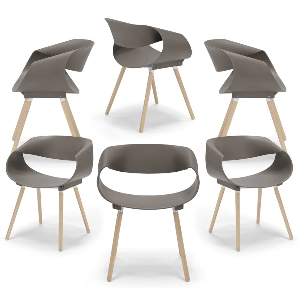 Set 6 sedie in polipropilene DILETTA con gambe in faggio, resistente ai raggi UV, design moderno, ideale per sala da pranzo, cucina, sala d’attesa, bar, ristoranti, colore Petrolio