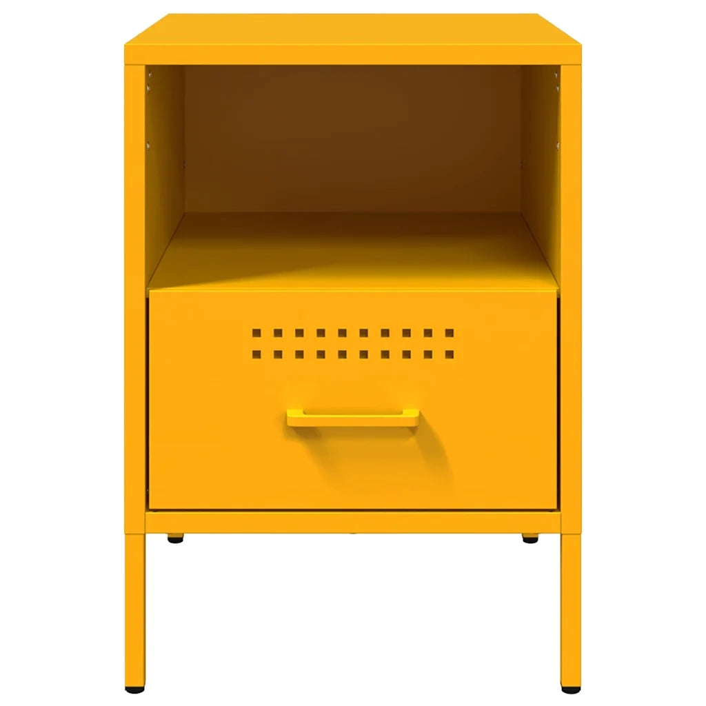 vidaXL Comodini 2 pz Giallo Senape 36x39x50,5 cm in Acciaio
