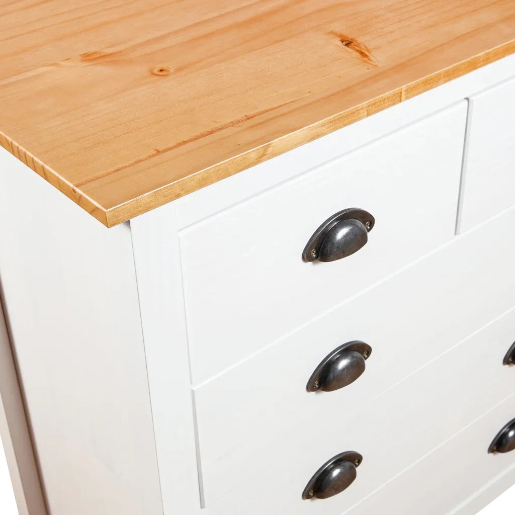 Credenza-Buffet-Armadio da cucina Hill Bianca 79x40x80 cm in Legno Massello di Pino 789223