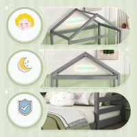 Letto Montessori per Bambini con Rete a Doghe, in Legno Ecologico e Atossico, senza Materasso, 140x200 cm, Grigio