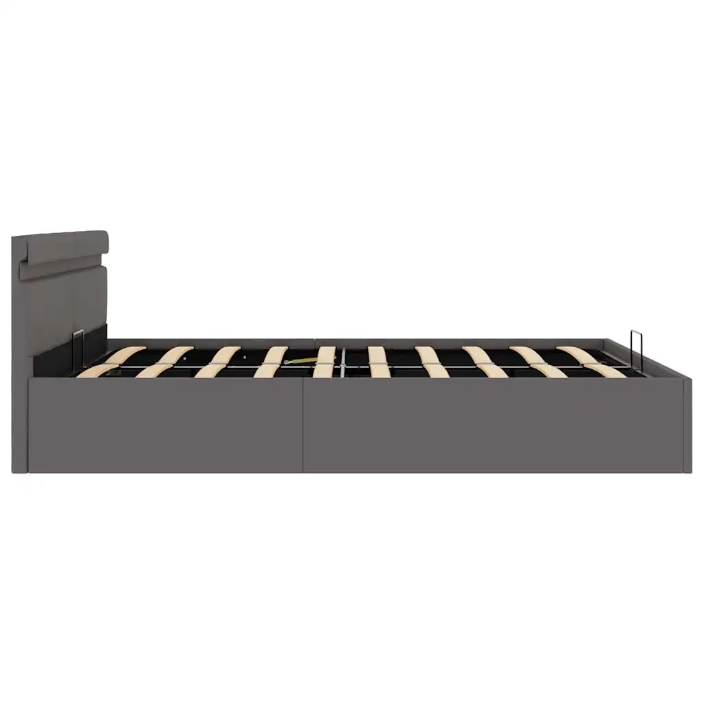 Giroletto Contenitore Idraulico LED Grigio Similpelle 160x200cm