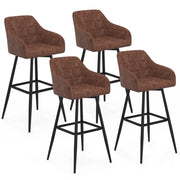 IDMarket - Set di 4 sgabelli da bar MADY con braccioli vintage marroni