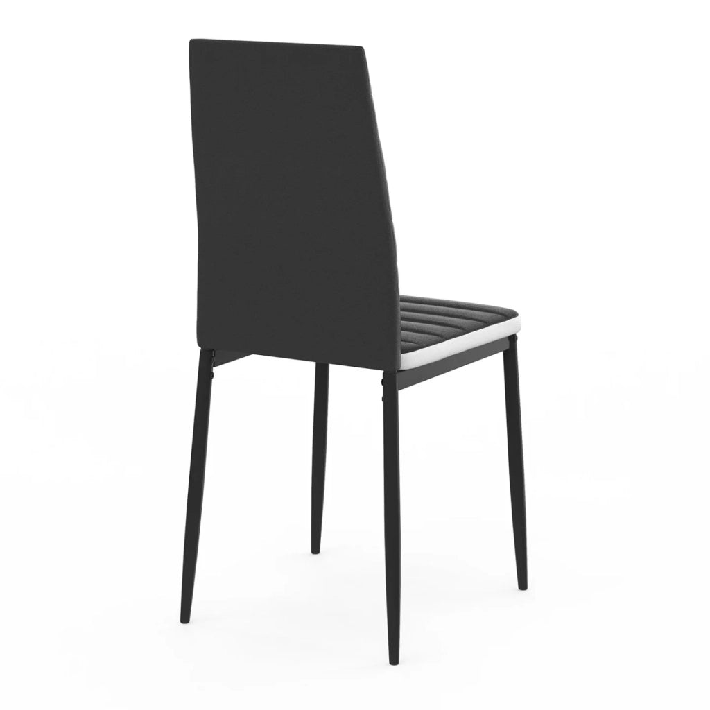 IDMarket - Set di 4 sedie da pranzo ROMANE nere con fascia bianca