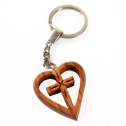 Sistema di appendiabiti in legno di olivo con portafortuna a forma di cuore, pacchetto da 5 pezzi.