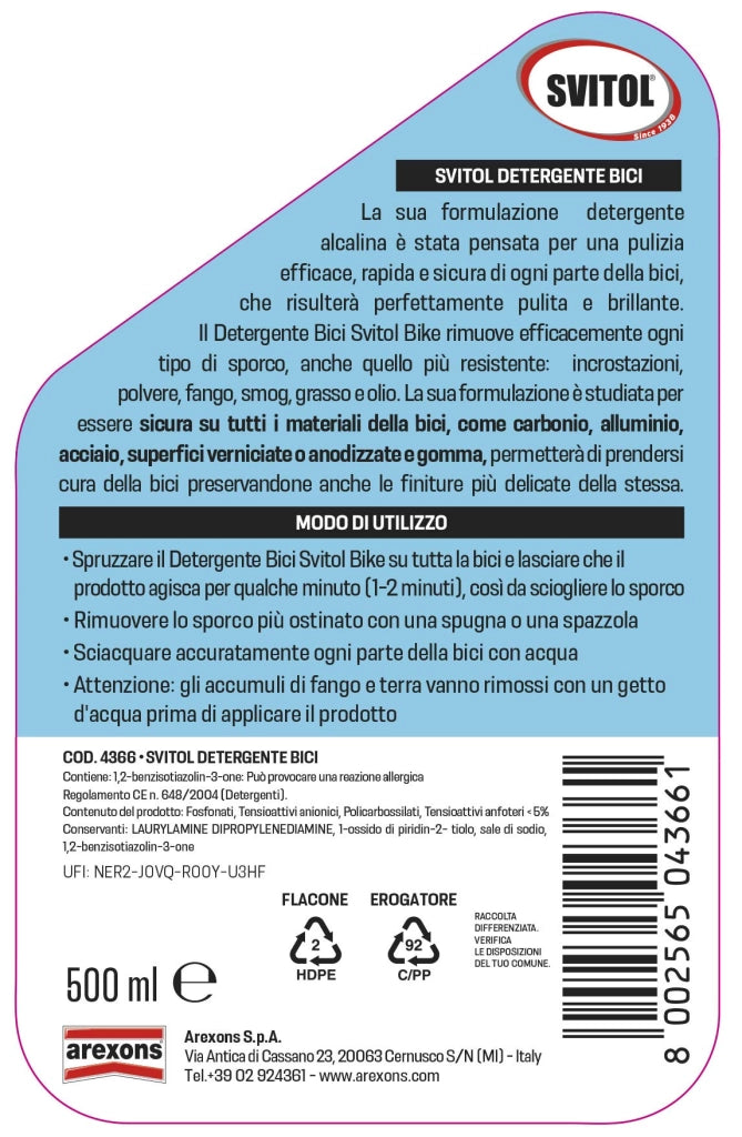 Arexons 4366 Svitol Bike Detergente Bici 500 ml