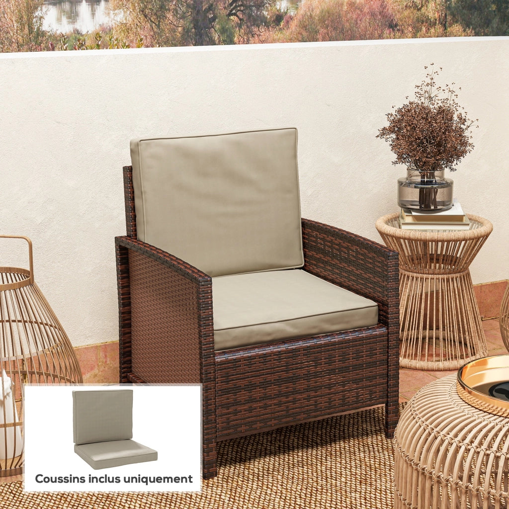 Cuscini per Poltrona da Giardino ¨C zephmum ¨C 56x52/56x46 cm, Kaki, Poliestere, Detersibili