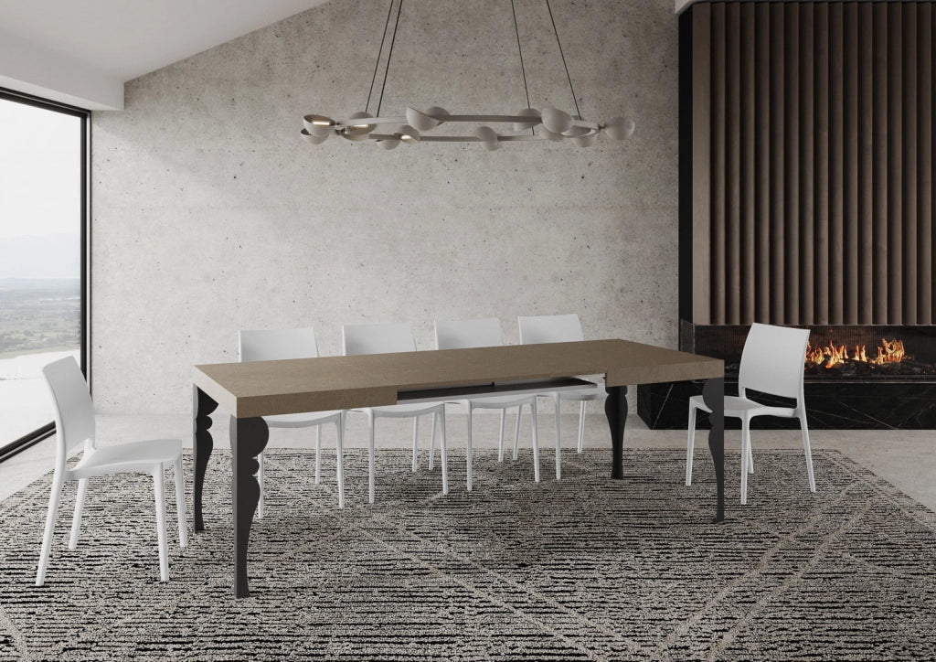 Tavolo Allungabile 120-224x90x77 cm Paxon Tortora Telaio Antracite