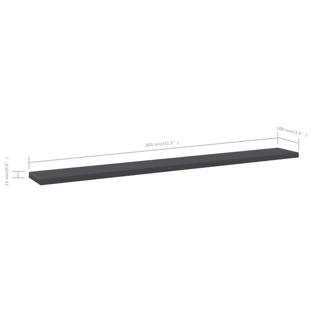 Ripiani per Libreria 8pz Grigi 80x10x1,5cm in Legno Multistrato 805287