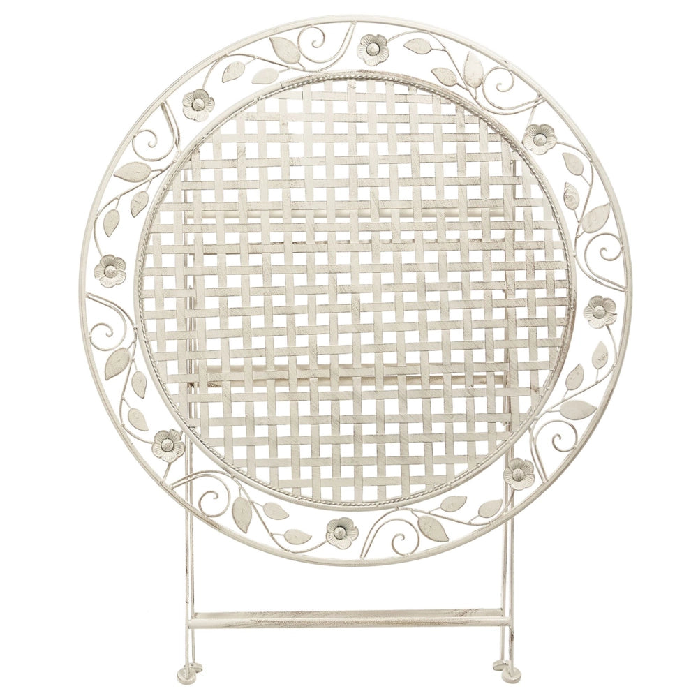 Tavolino da Giardino Bistro Pieghevole ø 90 cm in Metallo Bianco Sporco