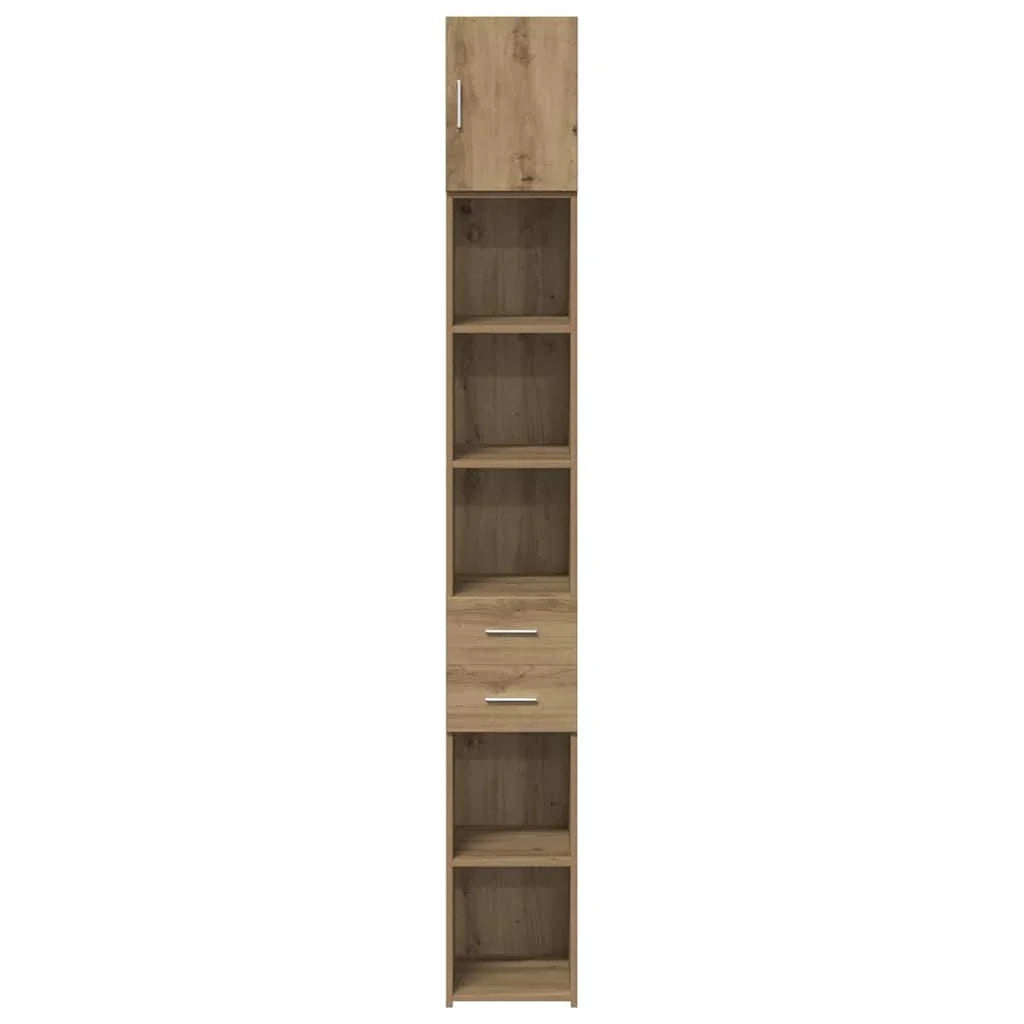 Mobiletto portaoggetti sottile da interno con ampio spazio di archiviazione stile moderno 30 x 42,5 x 225 cm finitura rovere ingegnerizzato realizzato a mano 02_0056006