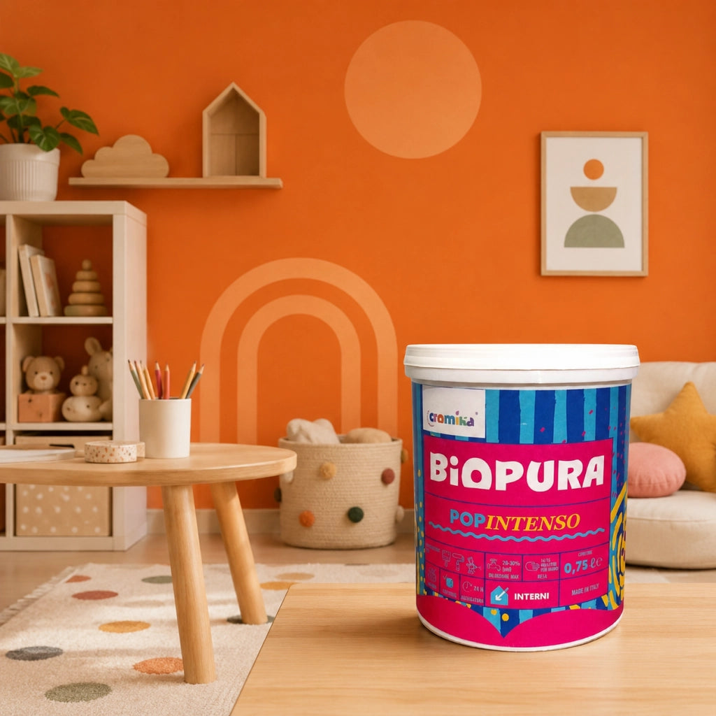 Popintenso palestra e decori interni pittura murale lavabile e coprente cromika *** formato 0,750 lt, colore- arancio...