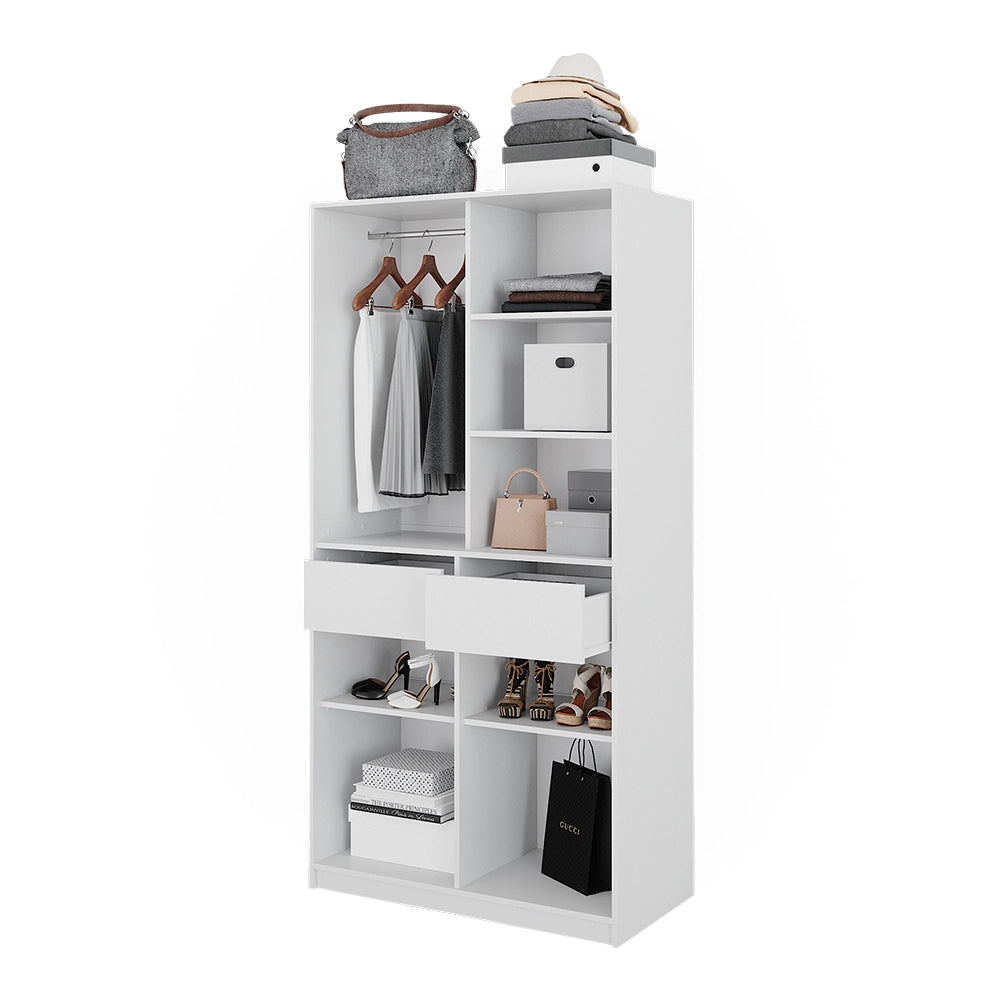 Vicco Armadio Bianco 100 x 200 cm con 2 cassetti