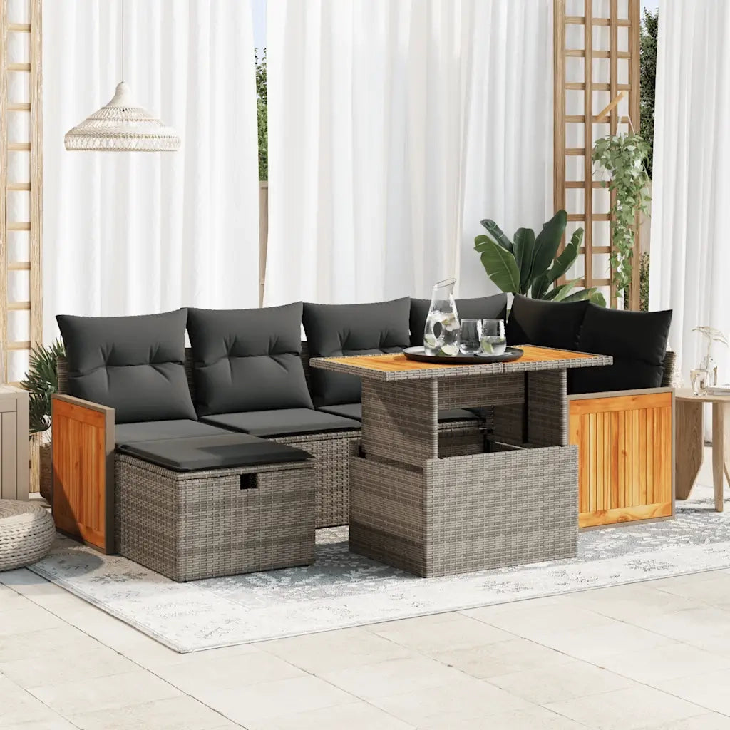 Set Divano da Giardino 8 pz con Cuscini Grigio in Polyrattan 3328159