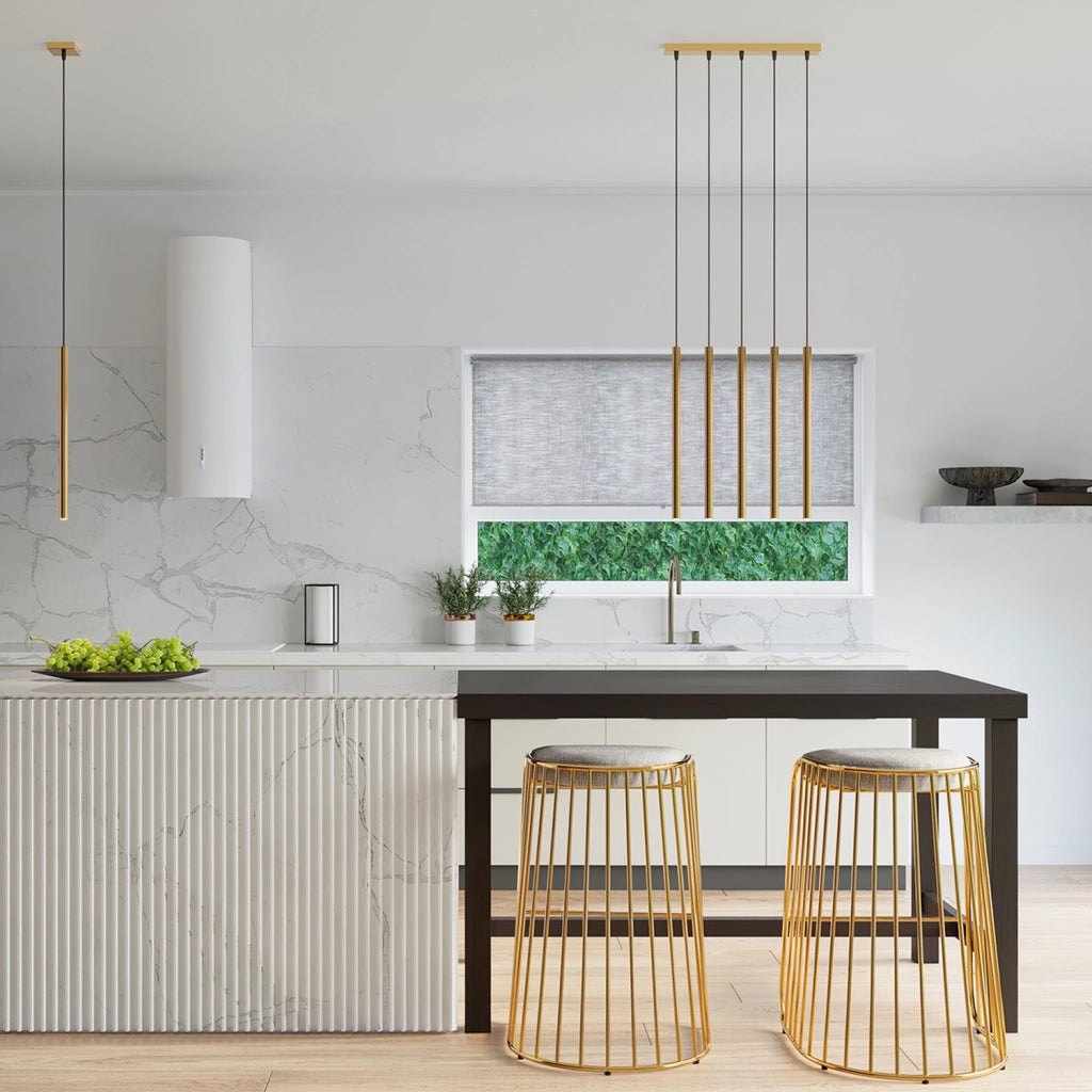 Lampada da soffitto in acciaio dorato a 5 luci verde oceano PATELO, design moderno