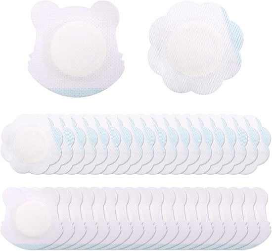 Bande di assorbimento biologico in cotone 60 pezzi con olio di ricino - Assorbenti e impermeabili - Pannolini per una volta sola - Adesivi autoadesivi con fiori e orsi.