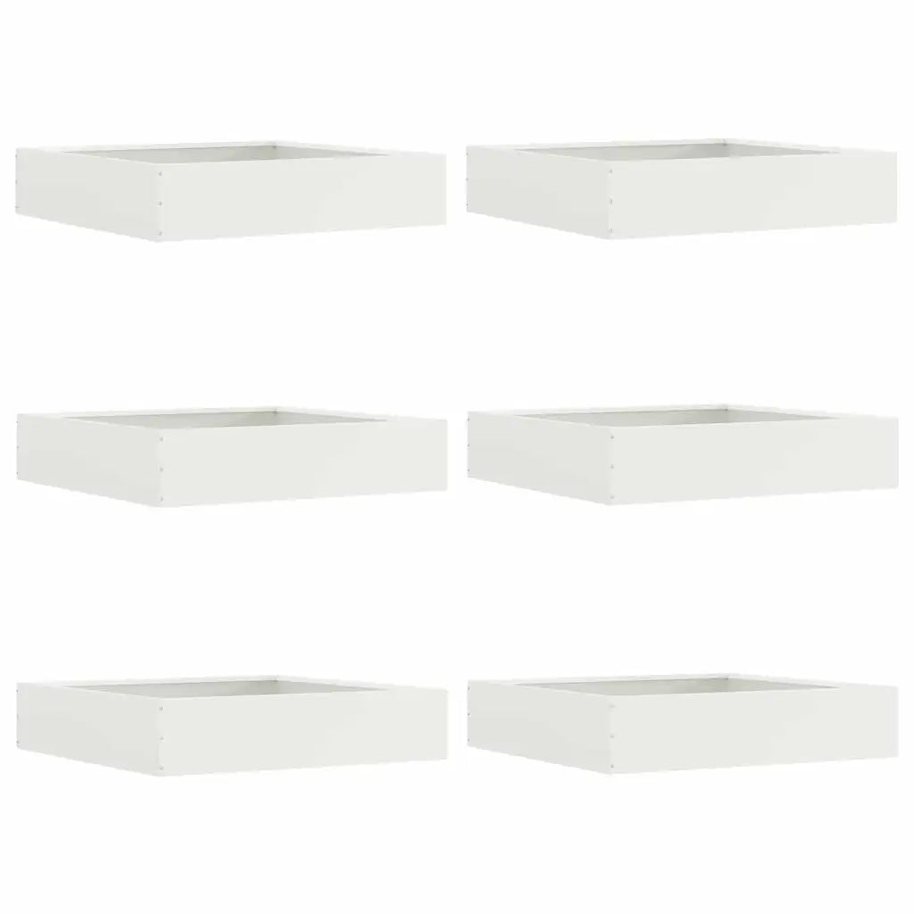 Bordura per Prato 6 pcs Bianco 60 x 60 x 13 cm Acciaio