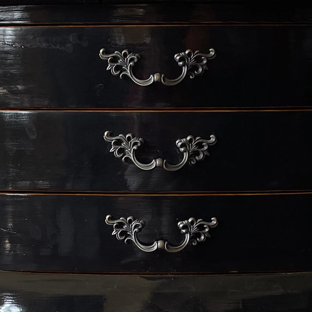 Credenza in legno dipinto a mano nero 115x45x83h cm
