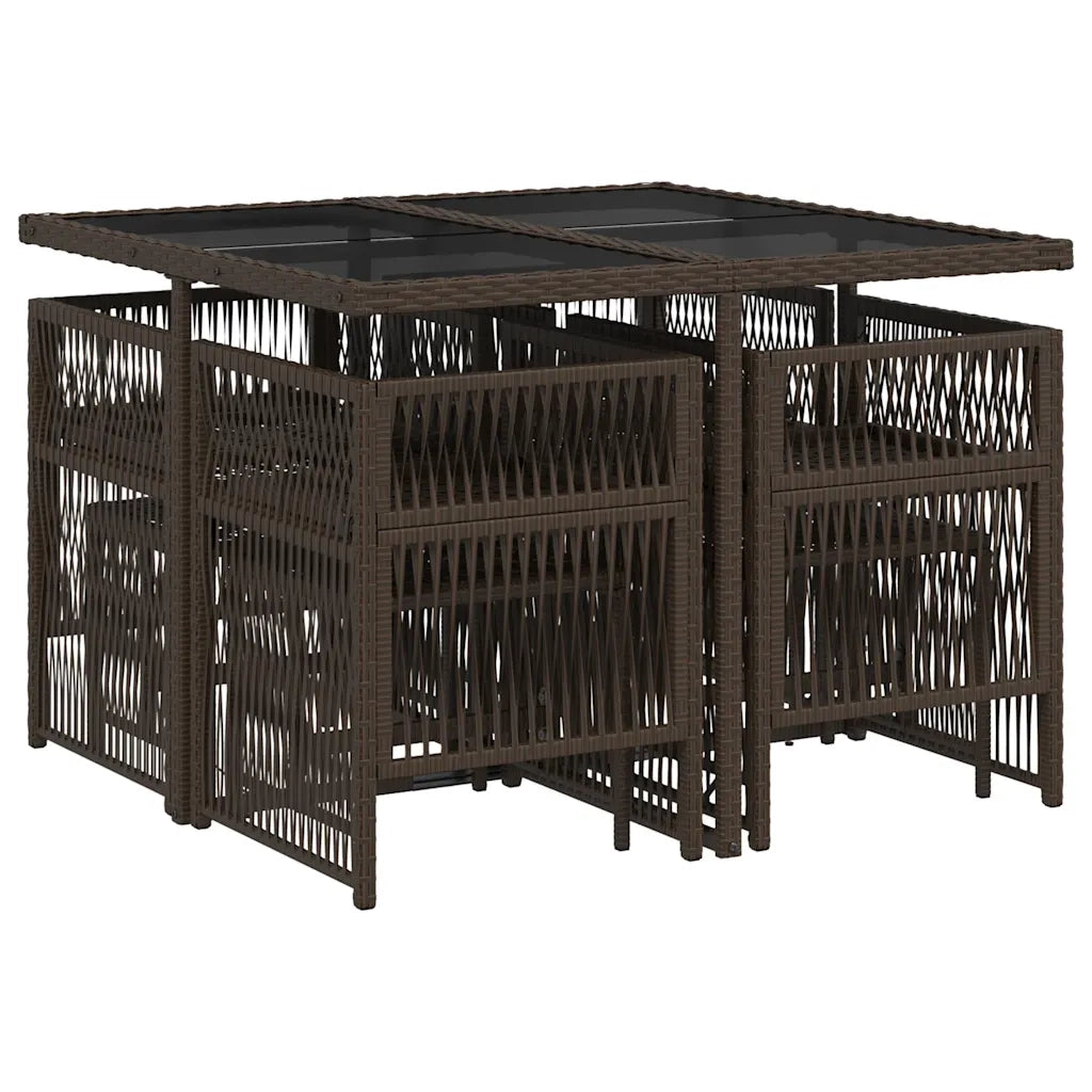 Set da Pranzo da Giardino 9pz con Cuscini Marrone in Polyrattan 3210957