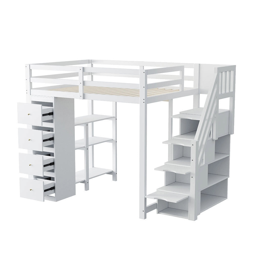 Lit mezzanine con cassetti - Xylo - 140x200 cm - Bianco