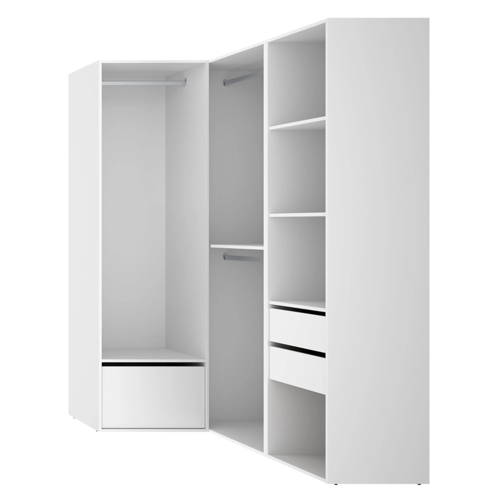 Armadio Camera da Letto Clayhill, Guardaroba Grande Modulabile, 124x205h cm Bianco
