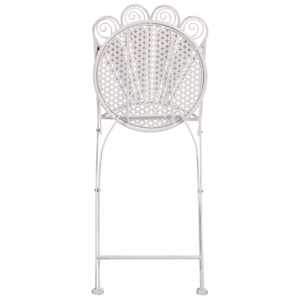 Set da esterno di 2 sedie in metallo struttura pieghevole in ferro bianco sporco chiaro Stile vintage Motivo pavone Effetto invecchiato