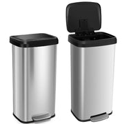 Pattumiera da Cucina da 50 L, con Coperchio e Pedale, in Acciaio Inox e Plastica, con Scomparto per Deodorazione, 41 x 39 x 61 cm (Argento, 68l)