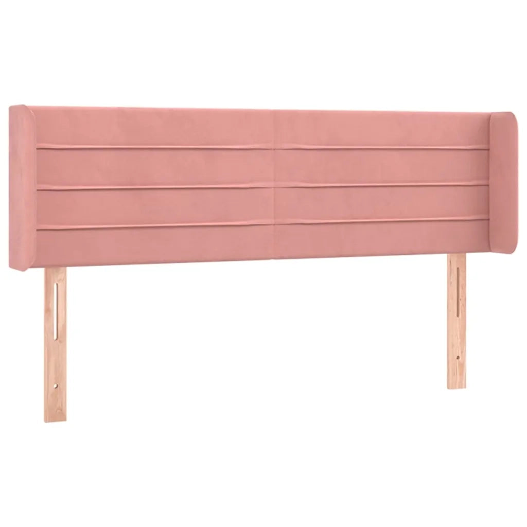 Testiera ad Orecchio-Testata con Orecchie Rosa 147x16x78/88 cm in Velluto 623863