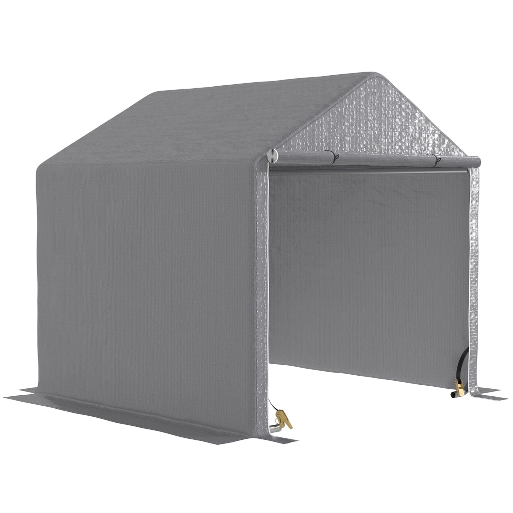 Capanno Giardino Biciclette ¨C Zephmum ¨C Grigio Acciaio Galvanizzato 200x200x200 cm
