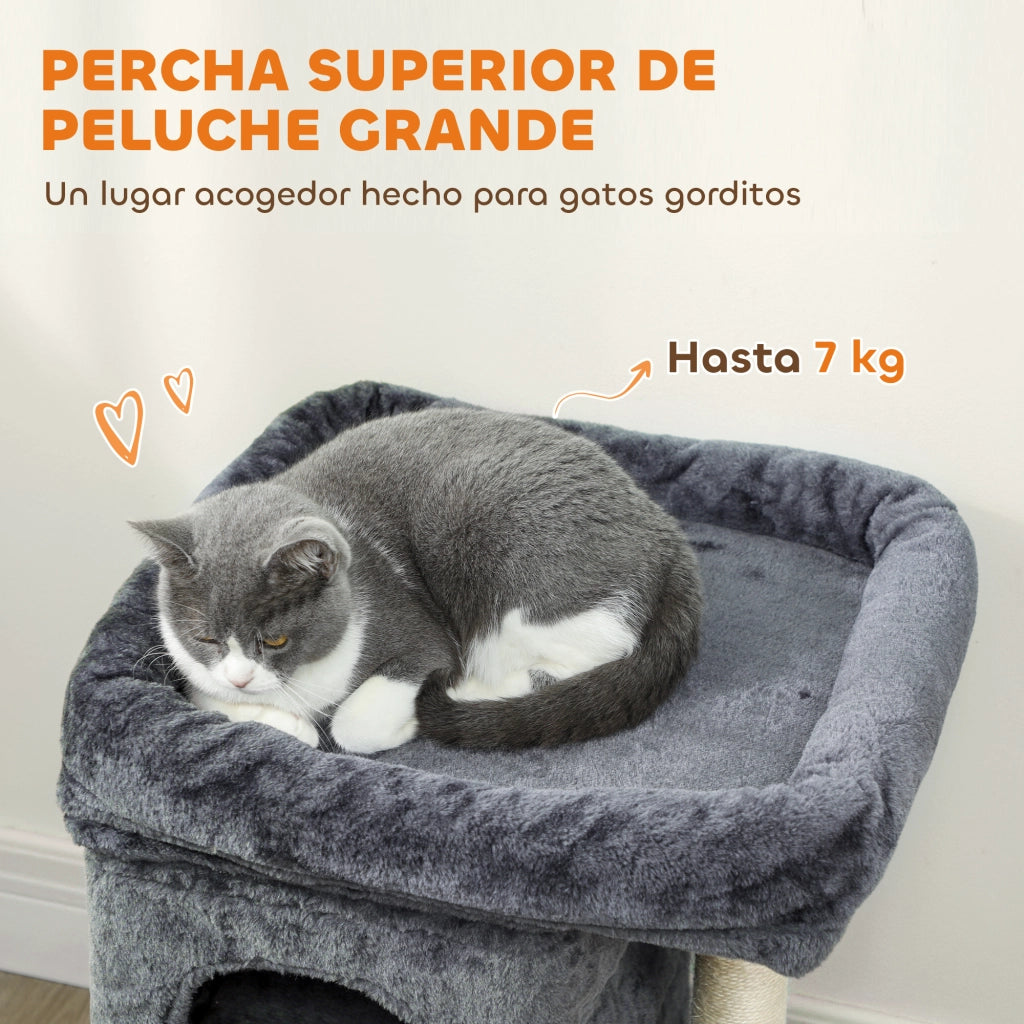 Albero tiragraffi per gatti con cuscino e pallina ¨C zephmum ¨C grigio scuro 66 cm