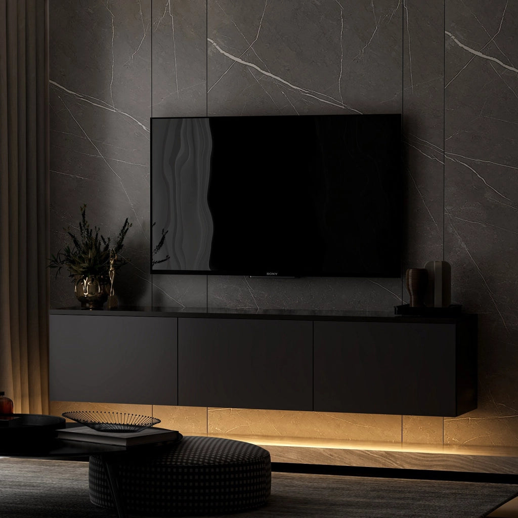 Porta TV in legno "Neon" - 160 x 32 x 35 cm - Antracite