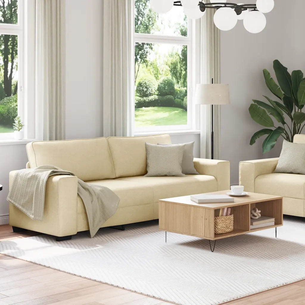 Set di Divani 2 pz con Cuscini Crema in Tessuto 3324738