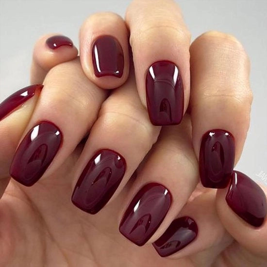 24 press-on unghie in rosso scuro - forma quadrata - unghie in plastica rosso scuro - adesivi - unghie riciclabili - acrilico - set di manicure